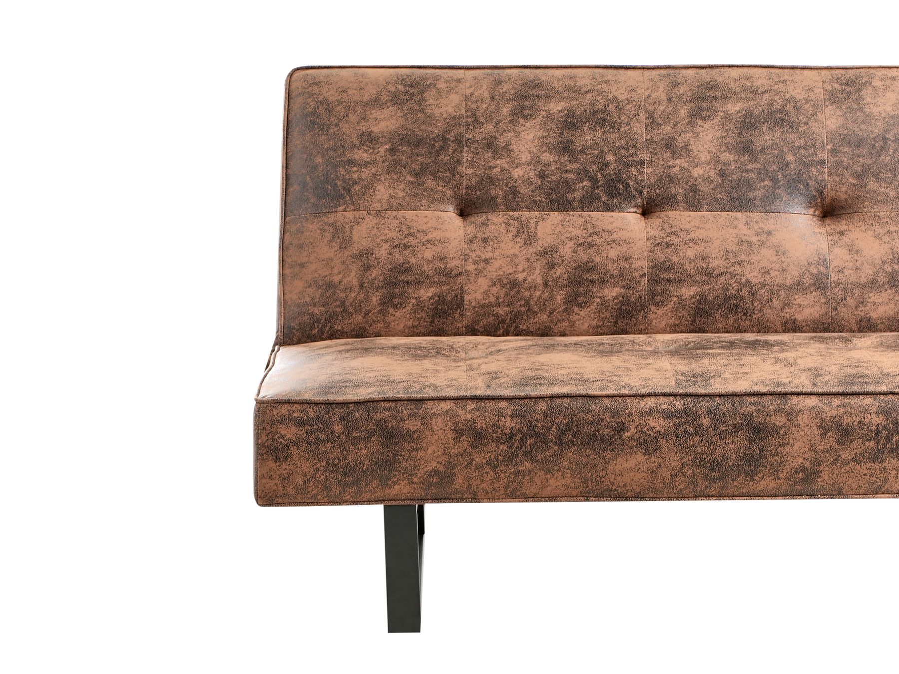 Sofa Bed DERBY Faux Leather Golden Brown 3 Seater
