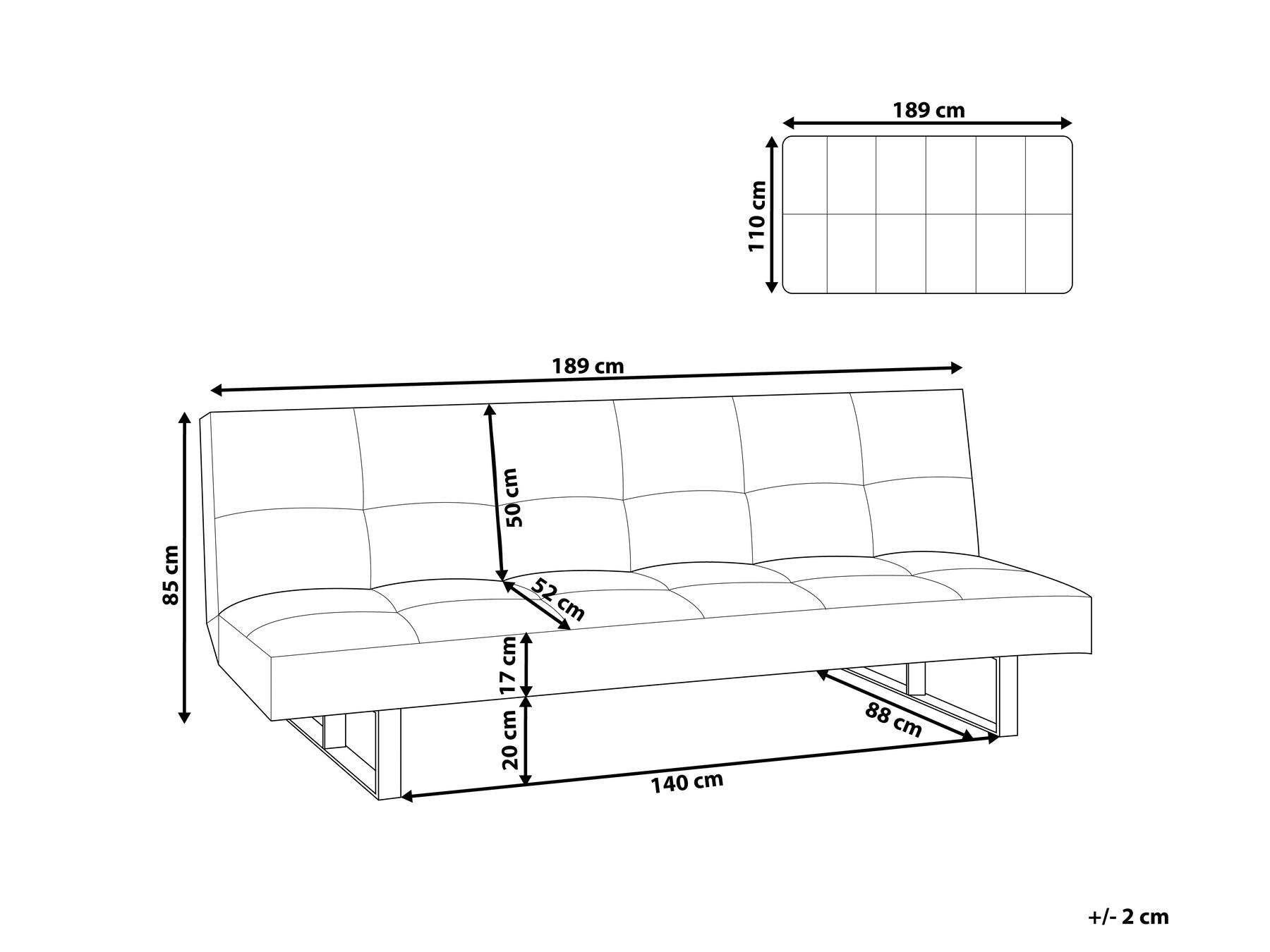 Sofa Bed DERBY Faux Leather Golden Brown 3 Seater