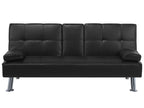Sofa Bed ROXEN Faux Leather Black 3 Seater
