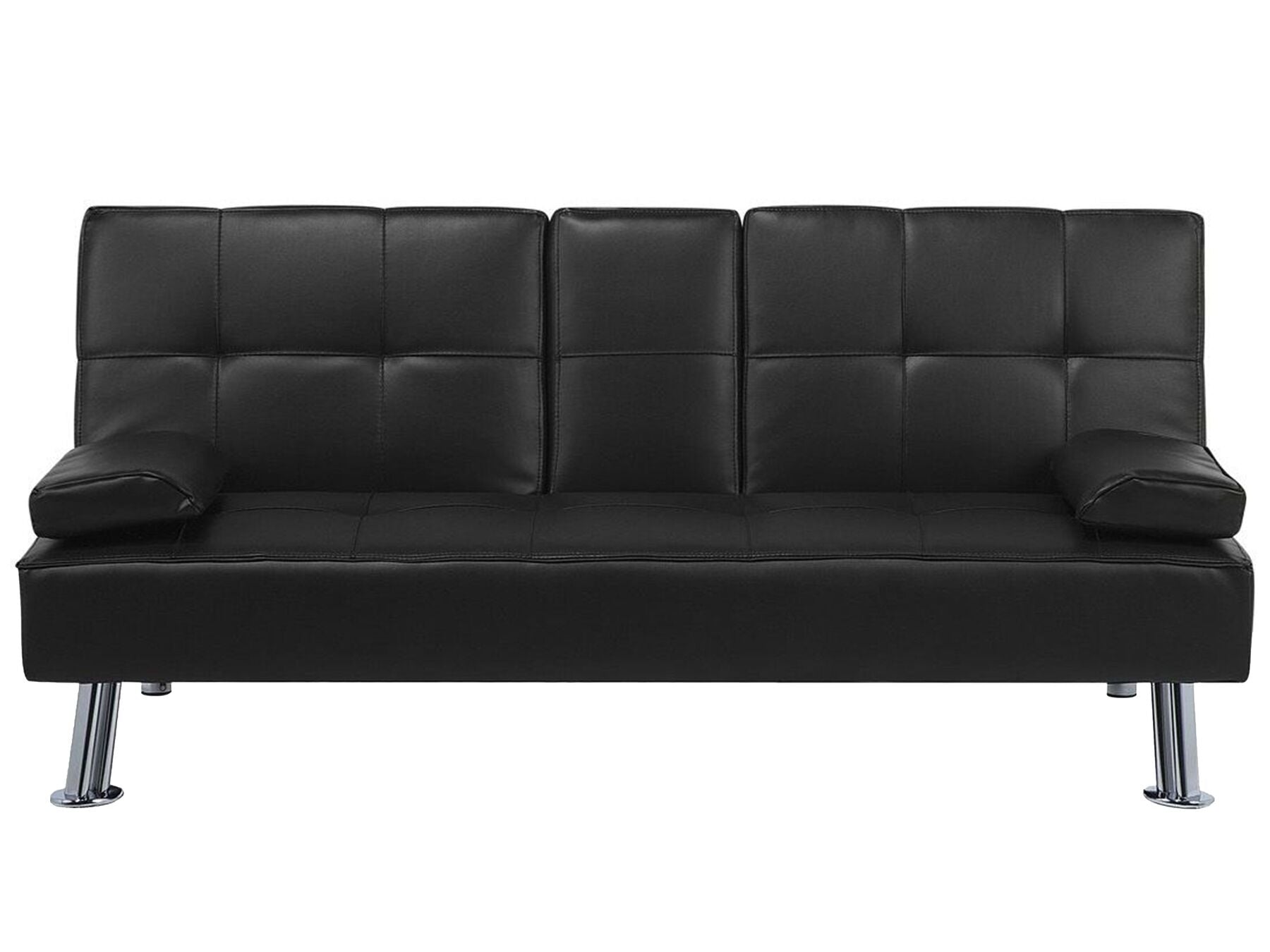 Sofa Bed ROXEN Faux Leather Black 3 Seater