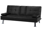 Sofa Bed ROXEN Faux Leather Black 3 Seater