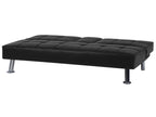 Sofa Bed ROXEN Faux Leather Black 3 Seater