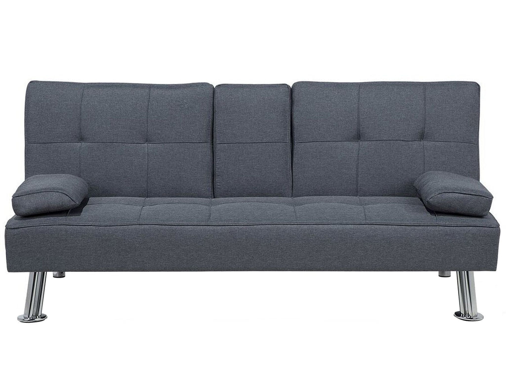 Sofa Bed ROXEN Fabric Dark Grey 3 Seater