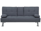 Sofa Bed ROXEN Fabric Dark Grey 3 Seater