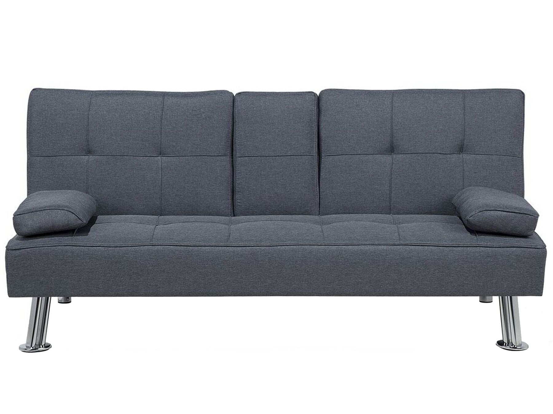 Sofa Bed ROXEN Fabric Dark Grey 3 Seater