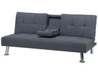 Sofa Bed ROXEN Fabric Dark Grey 3 Seater