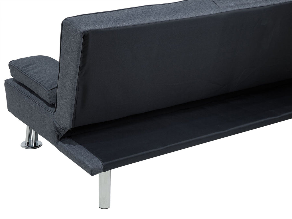 Sofa Bed ROXEN Fabric Dark Grey 3 Seater