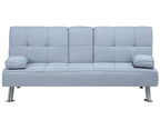 Sofa Bed ROXEN Fabric Light Grey 3 Seater