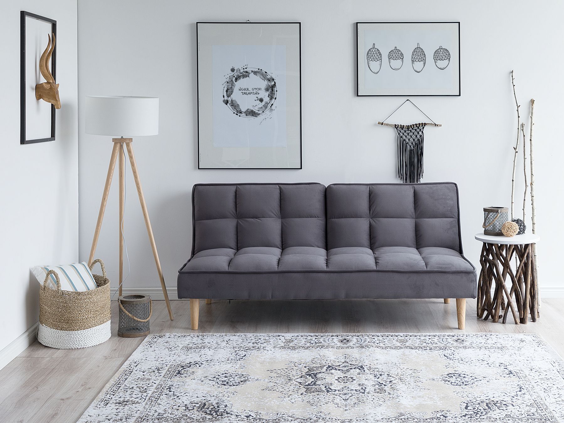 Sofa Bed SILJAN Fabric Dark Grey 3 Seater