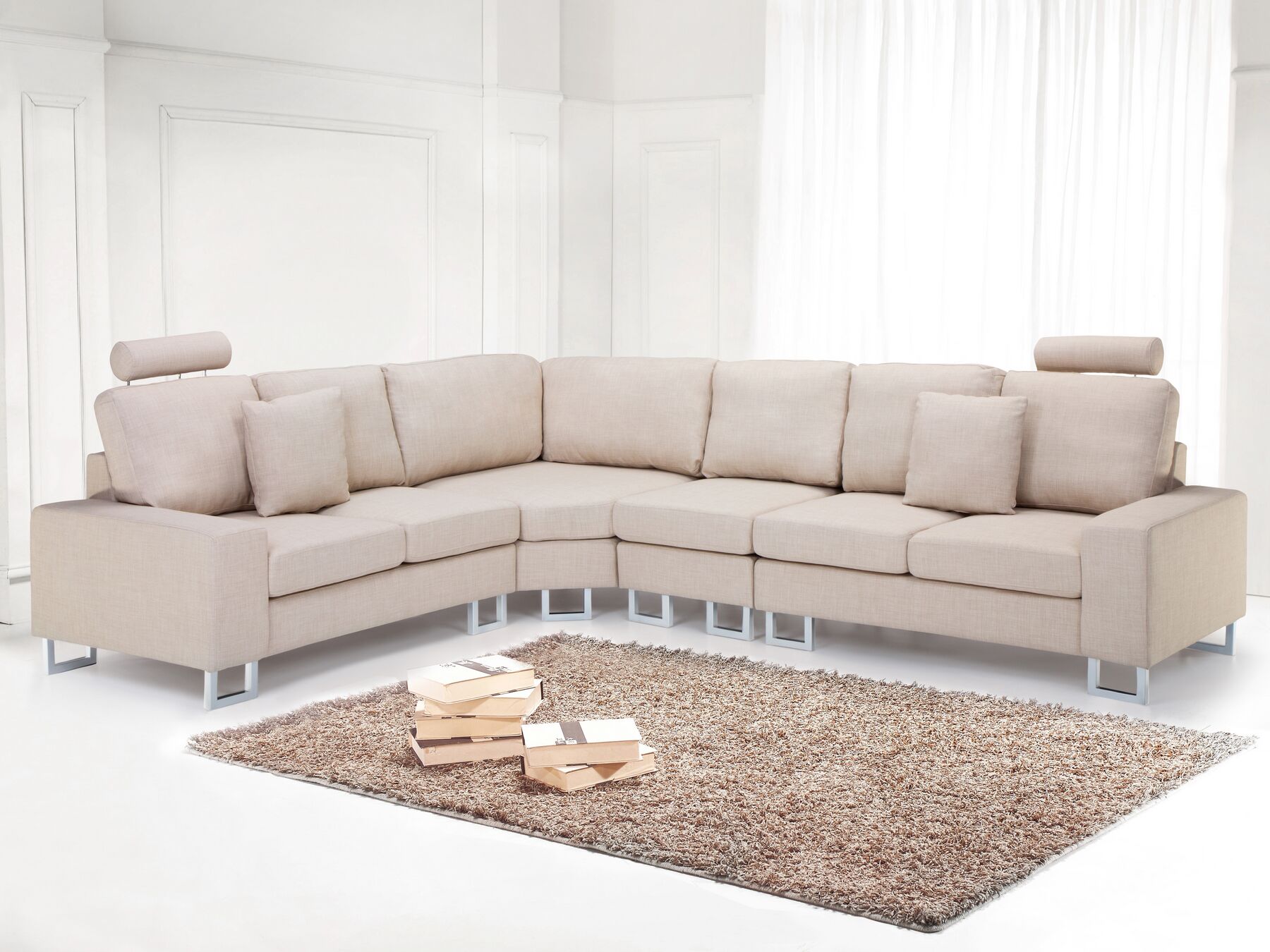 Corner Sofa STOCKHOLM Fabric Beige 6 Seater Right Hand