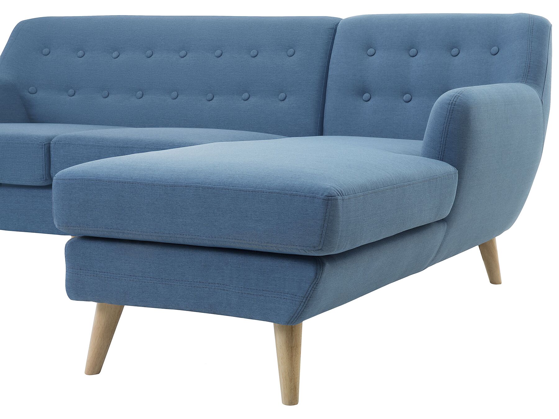 Left Hand Fabric Corner Sofa Blue MOTALA