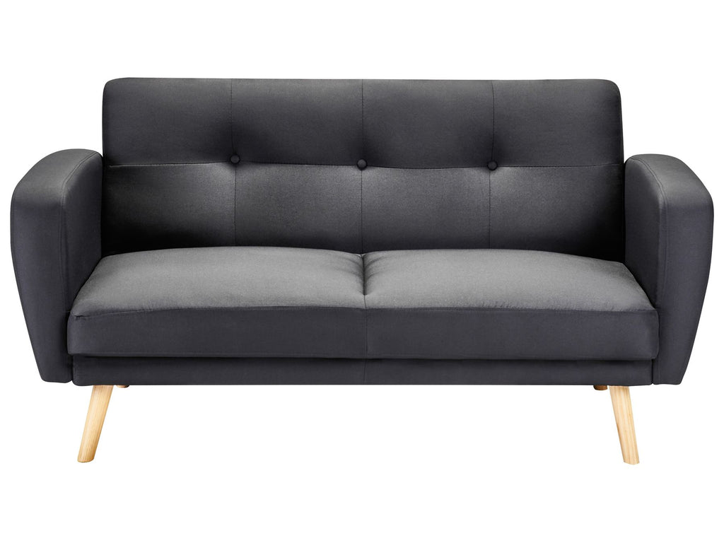 2 Seater Fabric Sofa Bed Black FLORLI