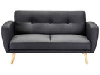 2 Seater Fabric Sofa Bed Black FLORLI