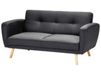 2 Seater Fabric Sofa Bed Black FLORLI