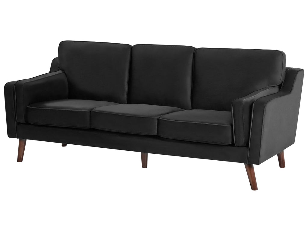3 Seater Velvet Sofa Black LOKKA