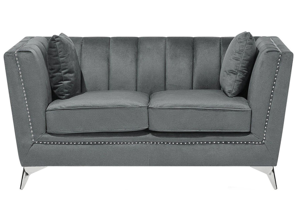 2 Seater Velvet Fabric Sofa Grey GAULA