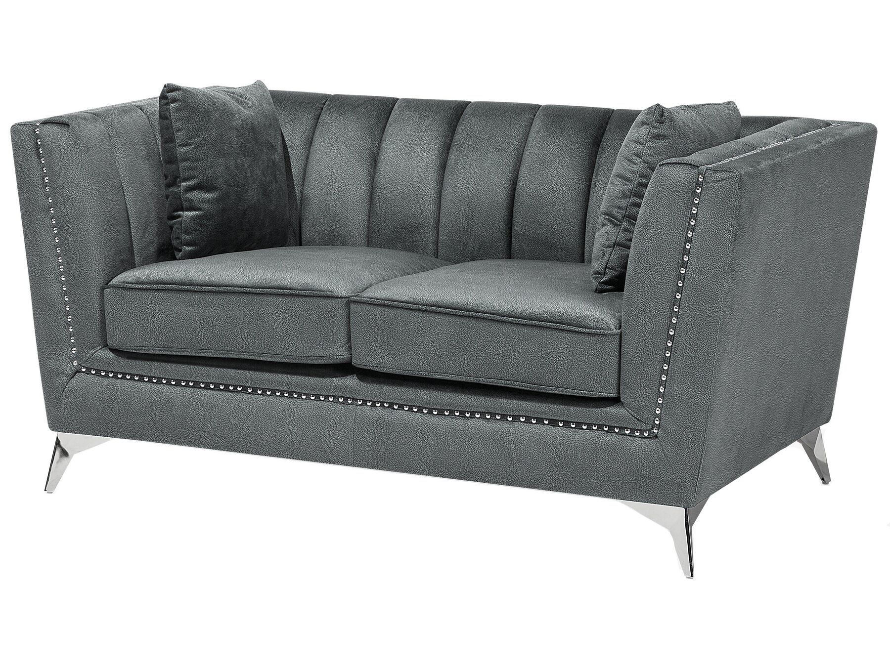 2 Seater Velvet Fabric Sofa Grey GAULA