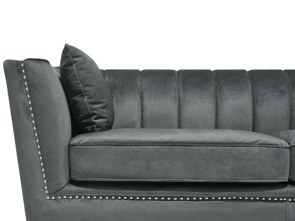 2 Seater Velvet Fabric Sofa Grey GAULA