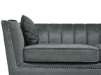 2 Seater Velvet Fabric Sofa Grey GAULA