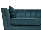 3 Seater Velvet Fabric Sofa Teal GAULA