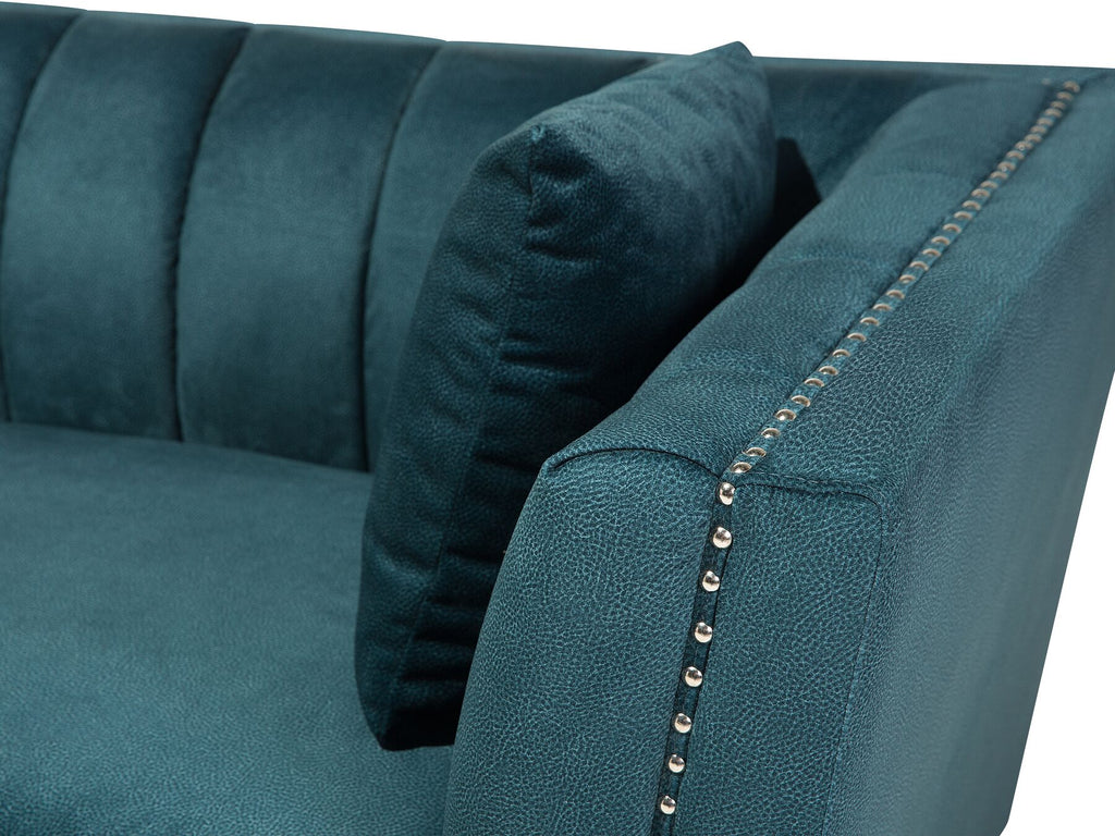 3 Seater Velvet Fabric Sofa Teal GAULA