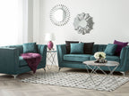 3 Seater Velvet Fabric Sofa Teal GAULA