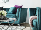 3 Seater Velvet Fabric Sofa Teal GAULA