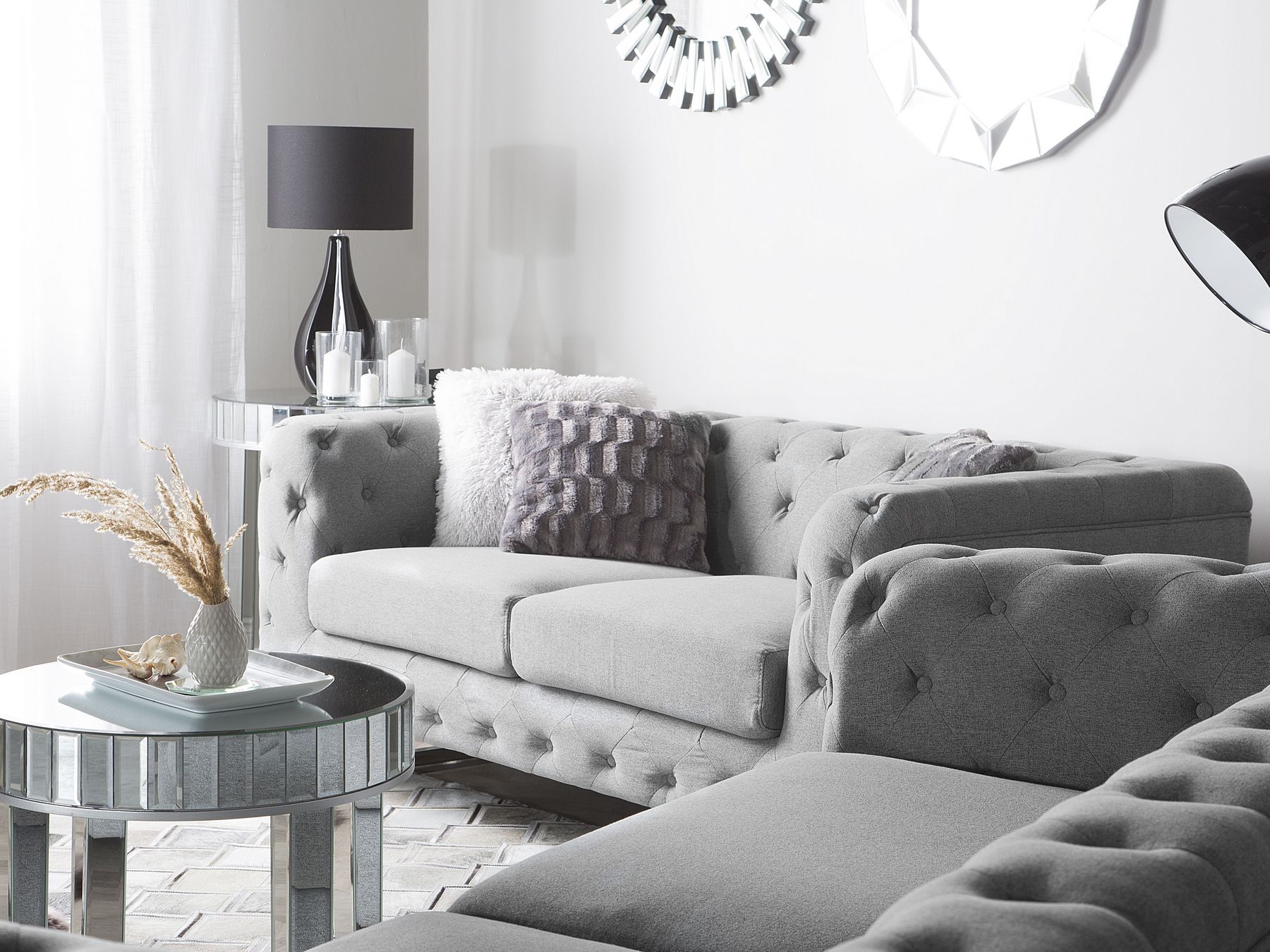 3 Seater Fabric Sofa Grey VISSLAND