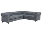 Corner Sofa CHESTERFIELD Fabric Grey 6 Seater Left Hand