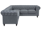 Corner Sofa CHESTERFIELD Fabric Grey 6 Seater Left Hand