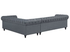 Corner Sofa CHESTERFIELD Fabric Grey 6 Seater Left Hand