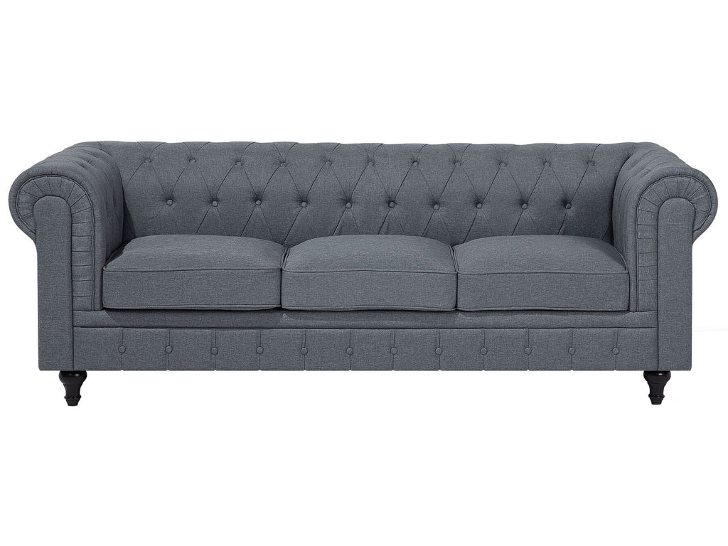 Corner Sofa CHESTERFIELD Fabric Grey 6 Seater Left Hand