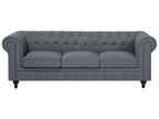 Corner Sofa CHESTERFIELD Fabric Grey 6 Seater Left Hand