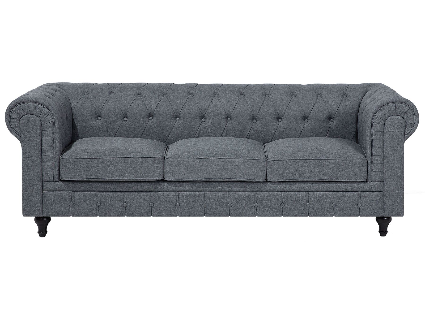 Corner Sofa CHESTERFIELD Fabric Grey 6 Seater Left Hand