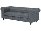 Corner Sofa CHESTERFIELD Fabric Grey 6 Seater Left Hand
