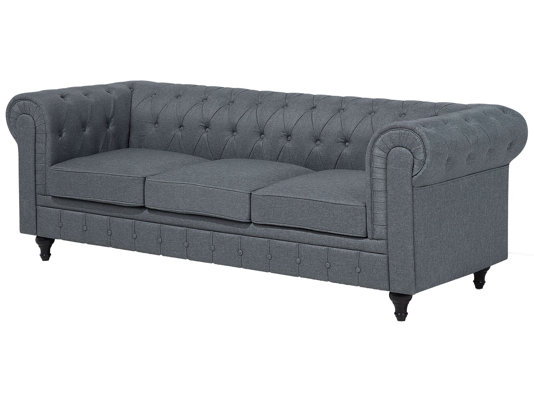 Corner Sofa CHESTERFIELD Fabric Grey 6 Seater Left Hand