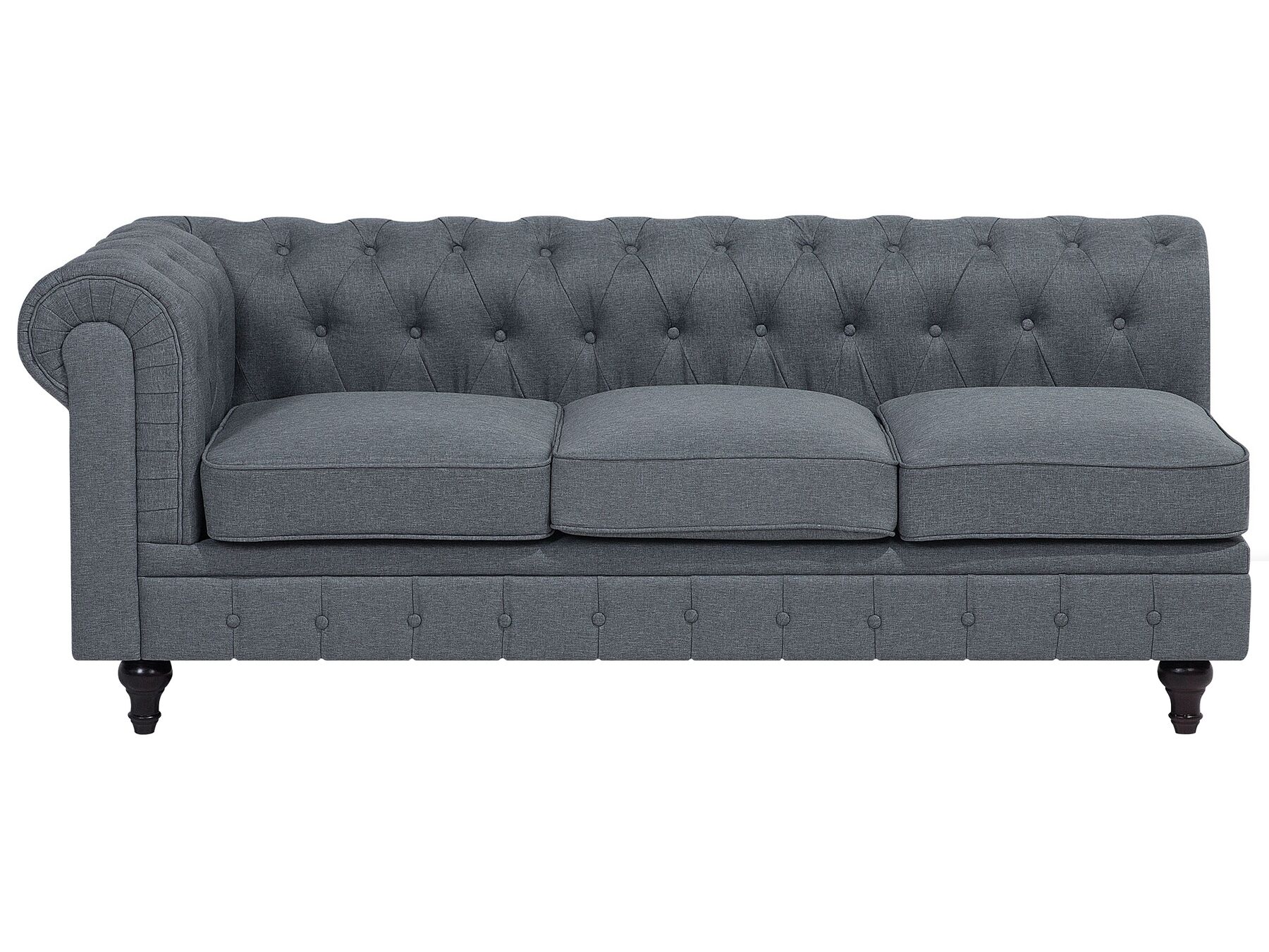 Corner Sofa CHESTERFIELD Fabric Grey 6 Seater Left Hand