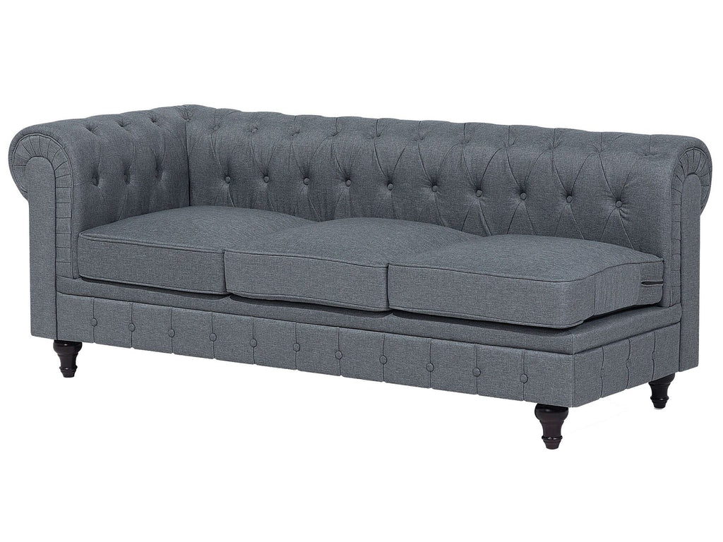 Corner Sofa CHESTERFIELD Fabric Grey 6 Seater Left Hand
