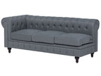 Corner Sofa CHESTERFIELD Fabric Grey 6 Seater Left Hand