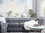 Corner Sofa CHESTERFIELD Fabric Grey 6 Seater Right Hand
