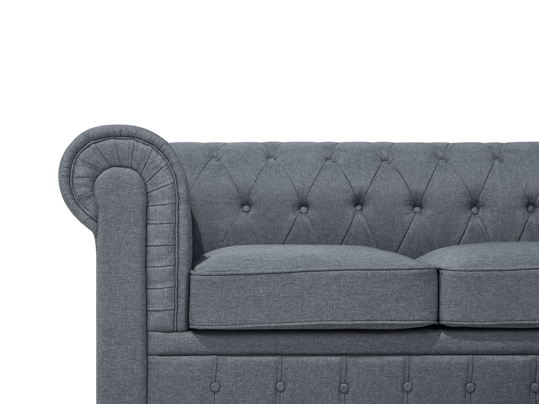 Corner Sofa CHESTERFIELD Fabric Grey 6 Seater Left Hand