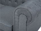 Corner Sofa CHESTERFIELD Fabric Grey 6 Seater Left Hand