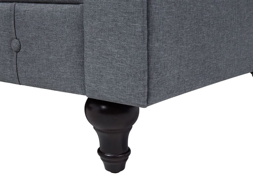 Corner Sofa CHESTERFIELD Fabric Grey 6 Seater Left Hand