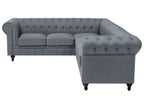 Corner Sofa CHESTERFIELD Fabric Grey 6 Seater Right Hand