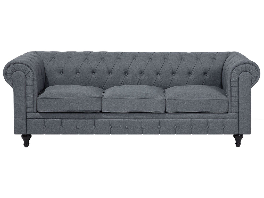 Corner Sofa CHESTERFIELD Fabric Grey 6 Seater Right Hand