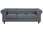 Corner Sofa CHESTERFIELD Fabric Grey 6 Seater Right Hand