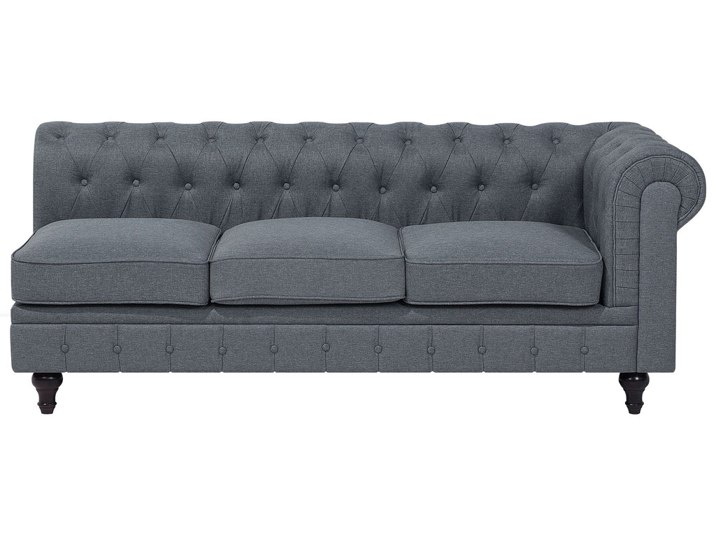 Corner Sofa CHESTERFIELD Fabric Grey 6 Seater Right Hand