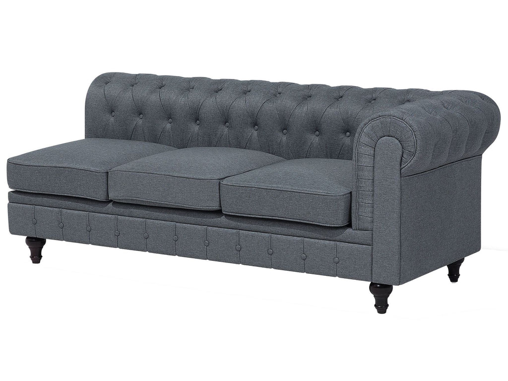 Corner Sofa CHESTERFIELD Fabric Grey 6 Seater Right Hand