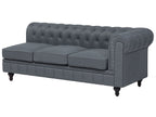 Corner Sofa CHESTERFIELD Fabric Grey 6 Seater Right Hand