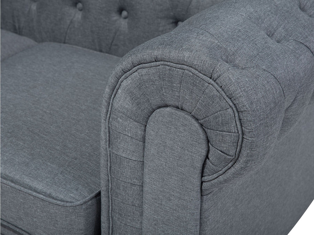 Corner Sofa CHESTERFIELD Fabric Grey 6 Seater Right Hand